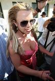 Britney Spears showing cleavage in pink top - shopping at Sunset Plaza in West Hollywood