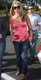 Britney Spears showing cleavage in pink top - shopping at Sunset Plaza in West Hollywood